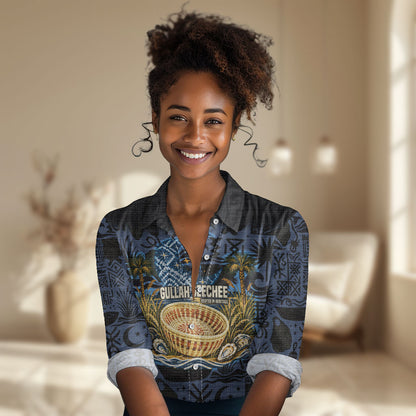 African American Gullah Geechee Women Casual Shirt African Diaspora Sweetgrass Basket Coastal