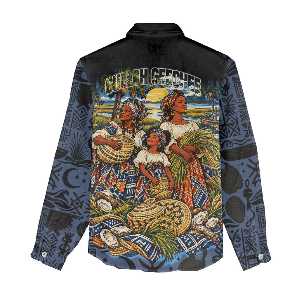 African American Gullah Geechee Women Casual Shirt African Diaspora Sweetgrass Basket Coastal