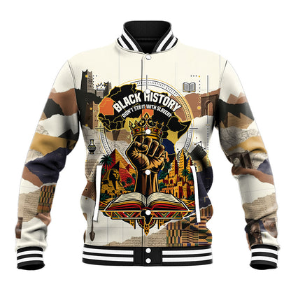 Black History Didn't Start With Slavery Baseball Jacket African Heritage Ancient Egypt Civilizations