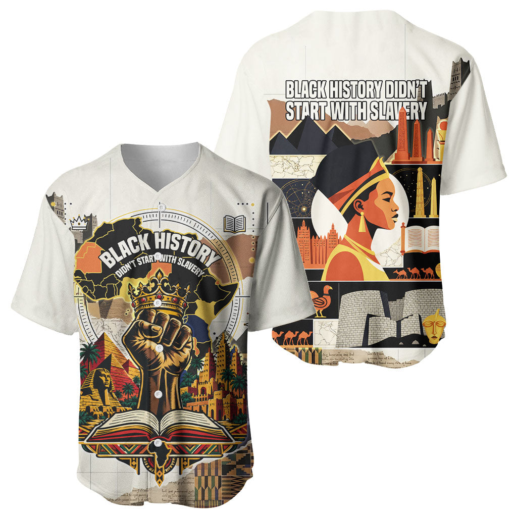 Black History Didn't Start With Slavery Baseball Jersey African Heritage Ancient Egypt Civilizations