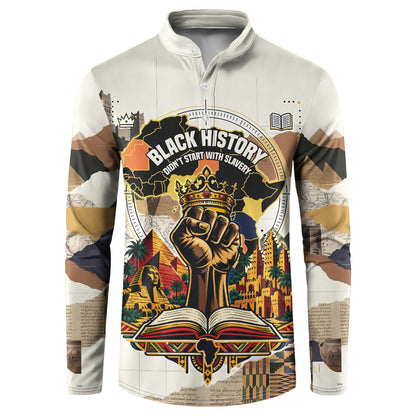 Black History Didn't Start With Slavery Button Sweatshirt African Heritage Ancient Egypt Civilizations