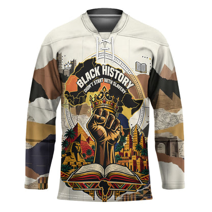 Black History Didn't Start With Slavery Hockey Jersey African Heritage Ancient Egypt Civilizations
