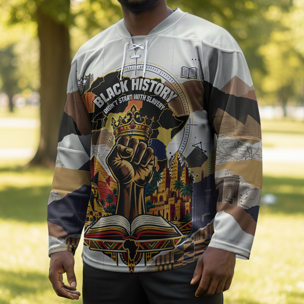 Black History Didn't Start With Slavery Hockey Jersey African Heritage Ancient Egypt Civilizations