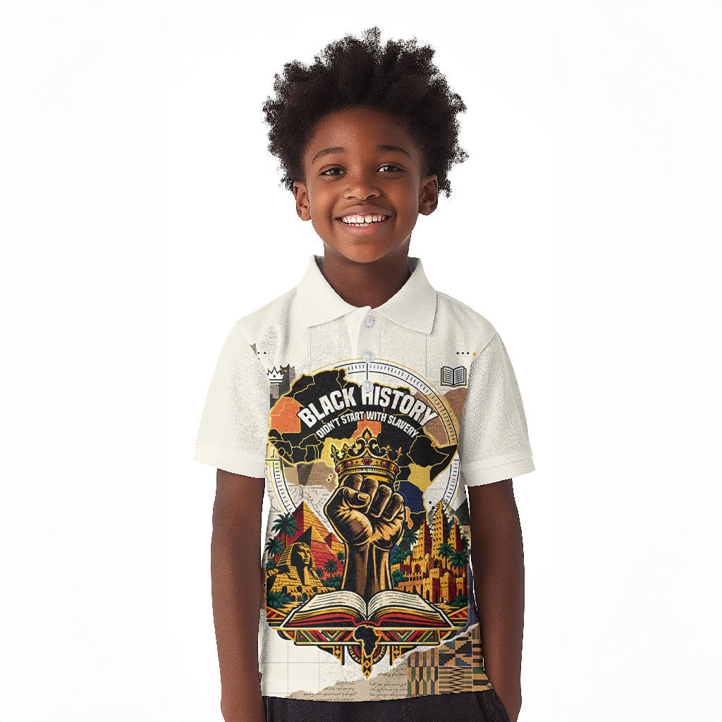 Black History Didn't Start With Slavery Kid Polo Shirt African Heritage Ancient Egypt Civilizations