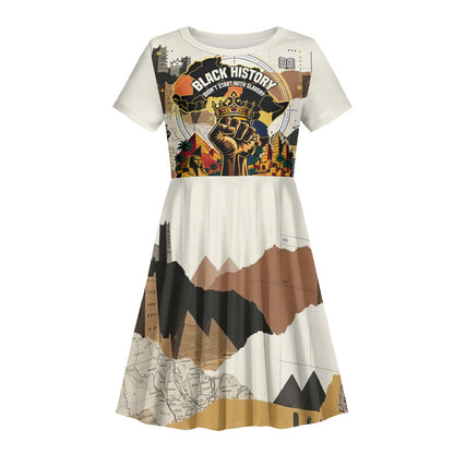 Black History Didn't Start With Slavery Kid Short Sleeve Dress African Heritage Ancient Egypt Civilizations