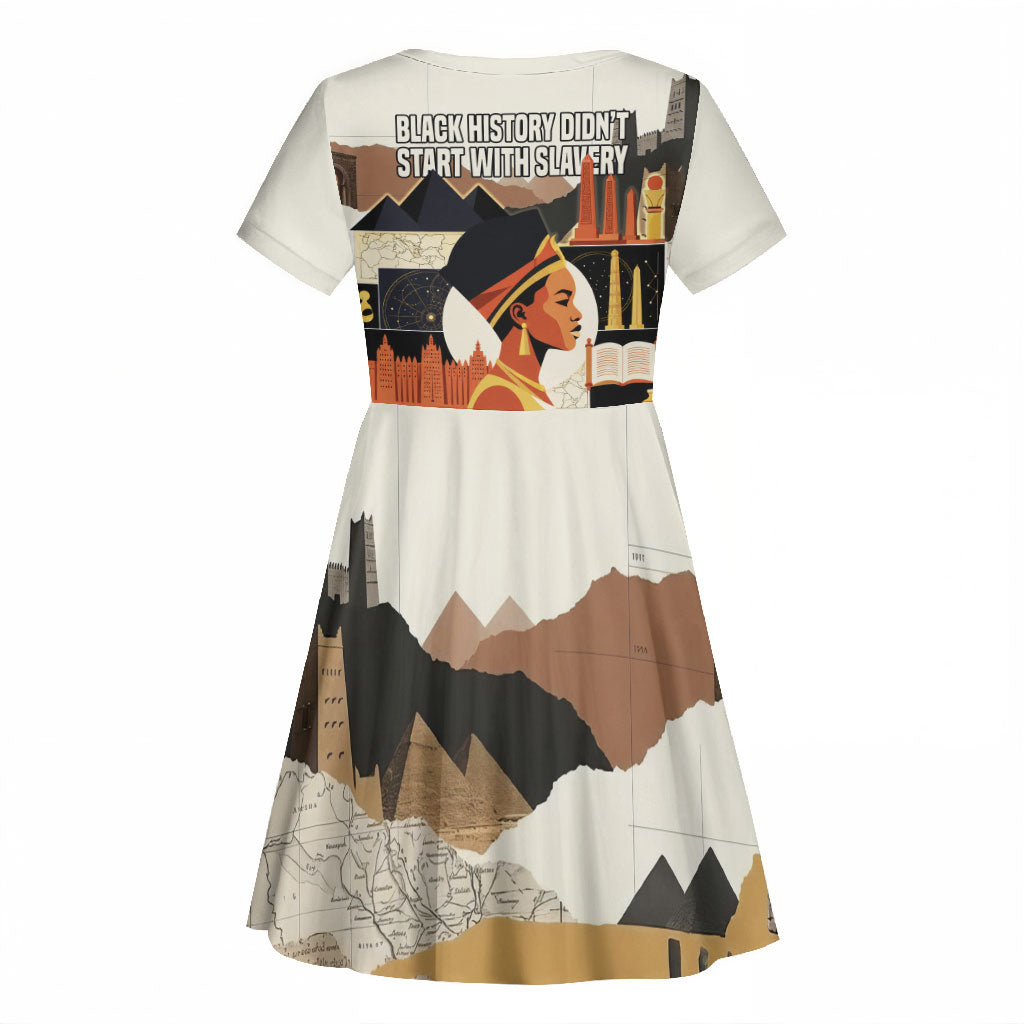 Black History Didn't Start With Slavery Kid Short Sleeve Dress African Heritage Ancient Egypt Civilizations