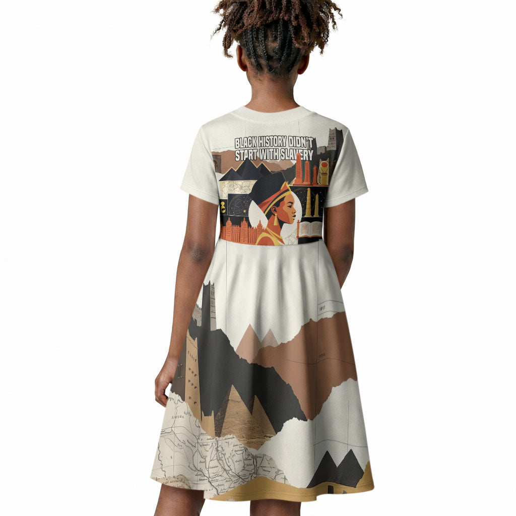 Black History Didn't Start With Slavery Kid Short Sleeve Dress African Heritage Ancient Egypt Civilizations