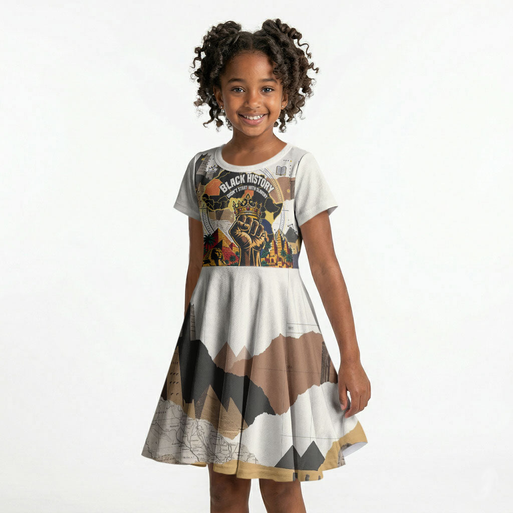 Black History Didn't Start With Slavery Kid Short Sleeve Dress African Heritage Ancient Egypt Civilizations