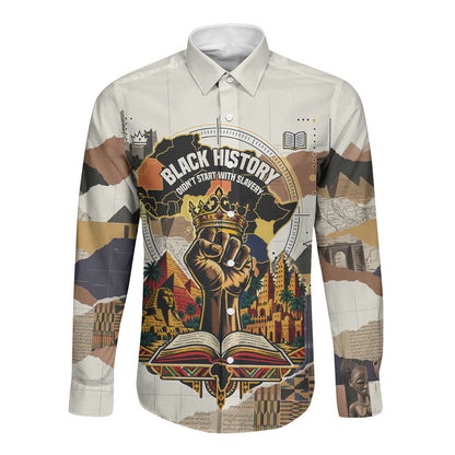 Black History Didn't Start With Slavery Long Sleeve Button Shirt African Heritage Ancient Egypt Civilizations