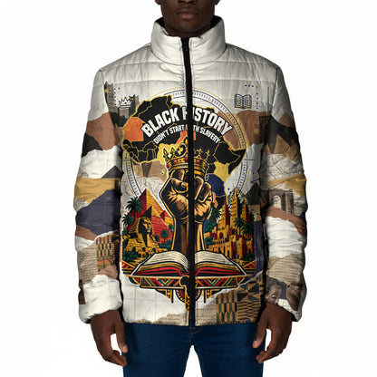 Black History Didn't Start With Slavery Padded Jacket African Heritage Ancient Egypt Civilizations