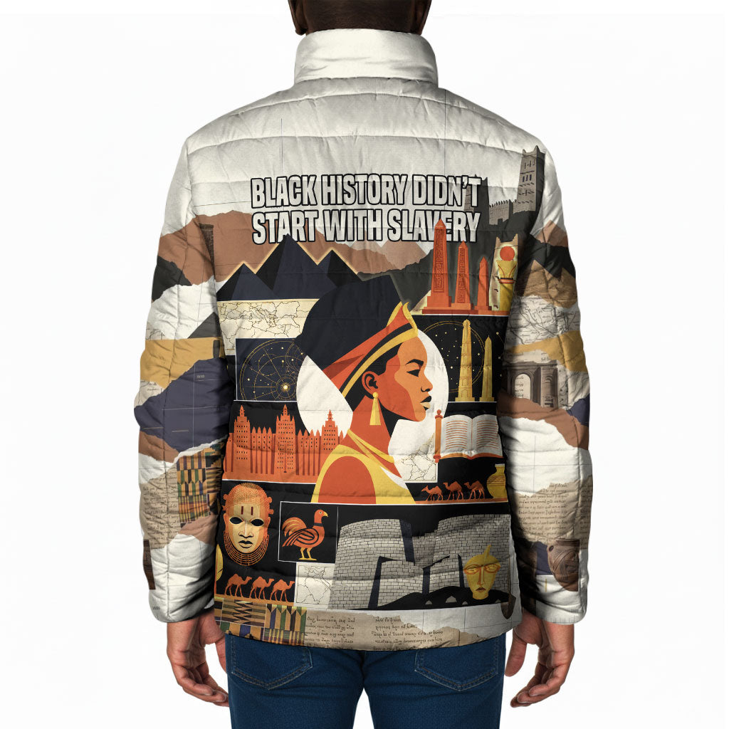Black History Didn't Start With Slavery Padded Jacket African Heritage Ancient Egypt Civilizations