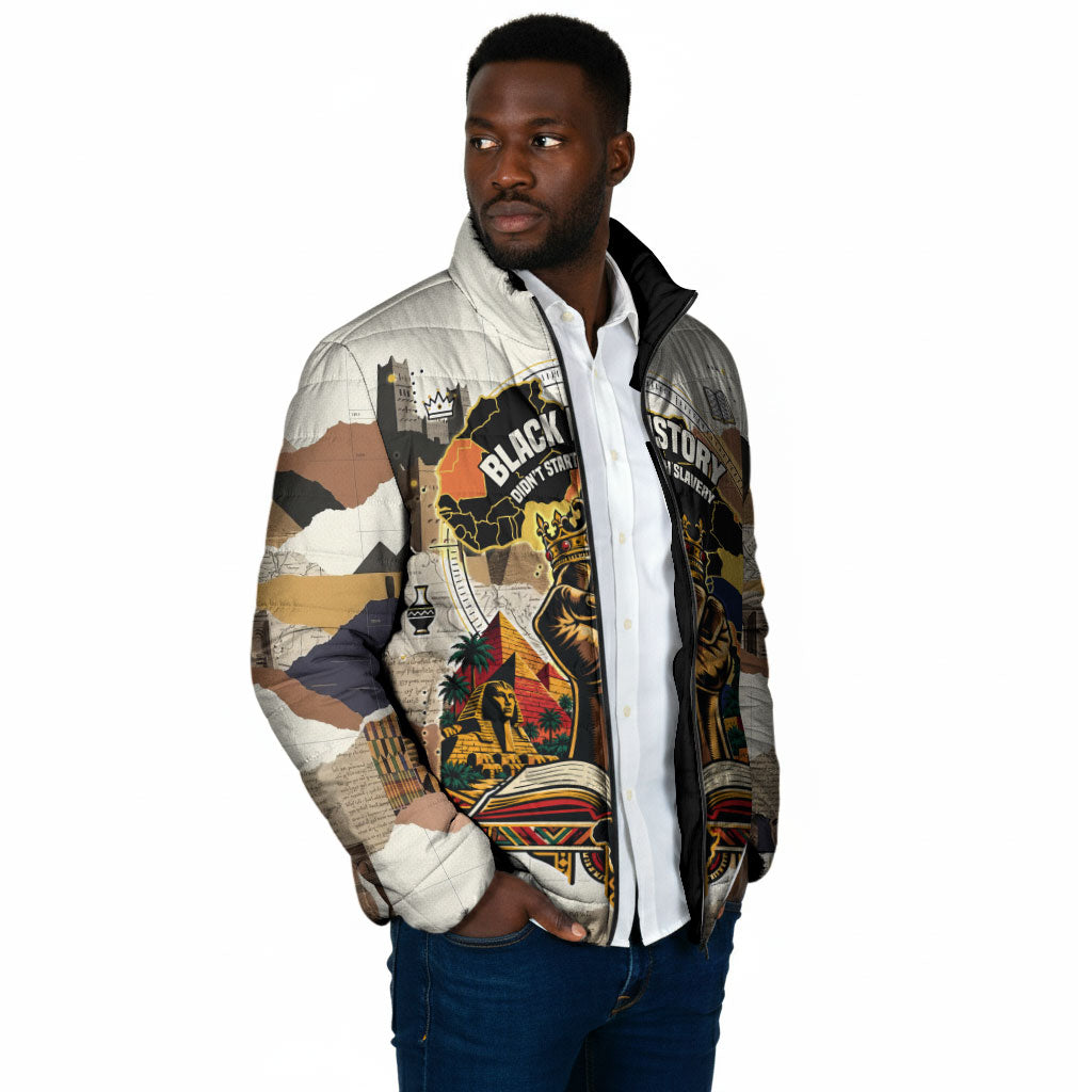 Black History Didn't Start With Slavery Padded Jacket African Heritage Ancient Egypt Civilizations
