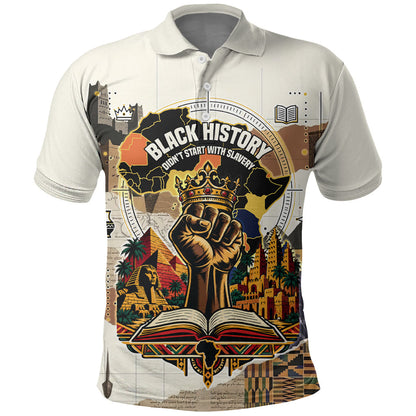 Black History Didn't Start With Slavery Polo Shirt African Heritage Ancient Egypt Civilizations