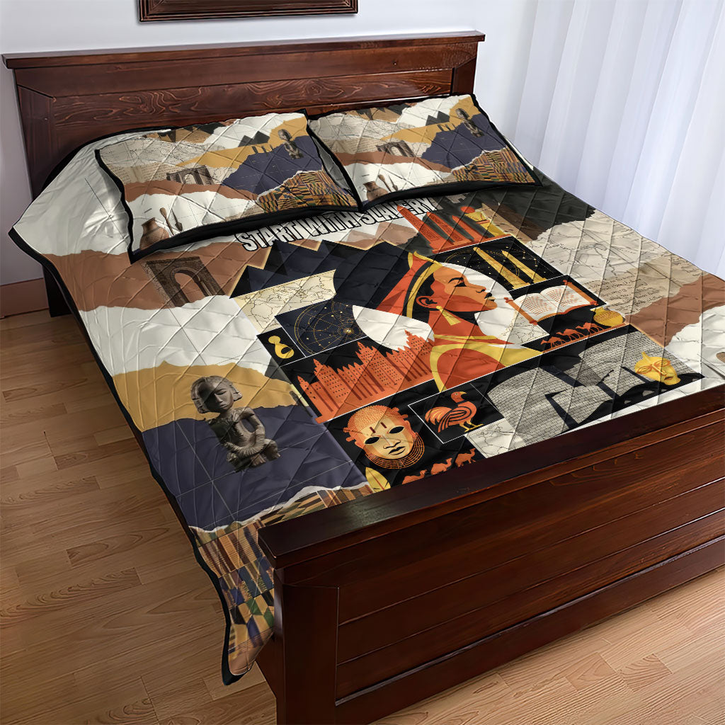 Black History Didn't Start With Slavery Quilt Bed Set African Heritage Ancient Egypt Civilizations