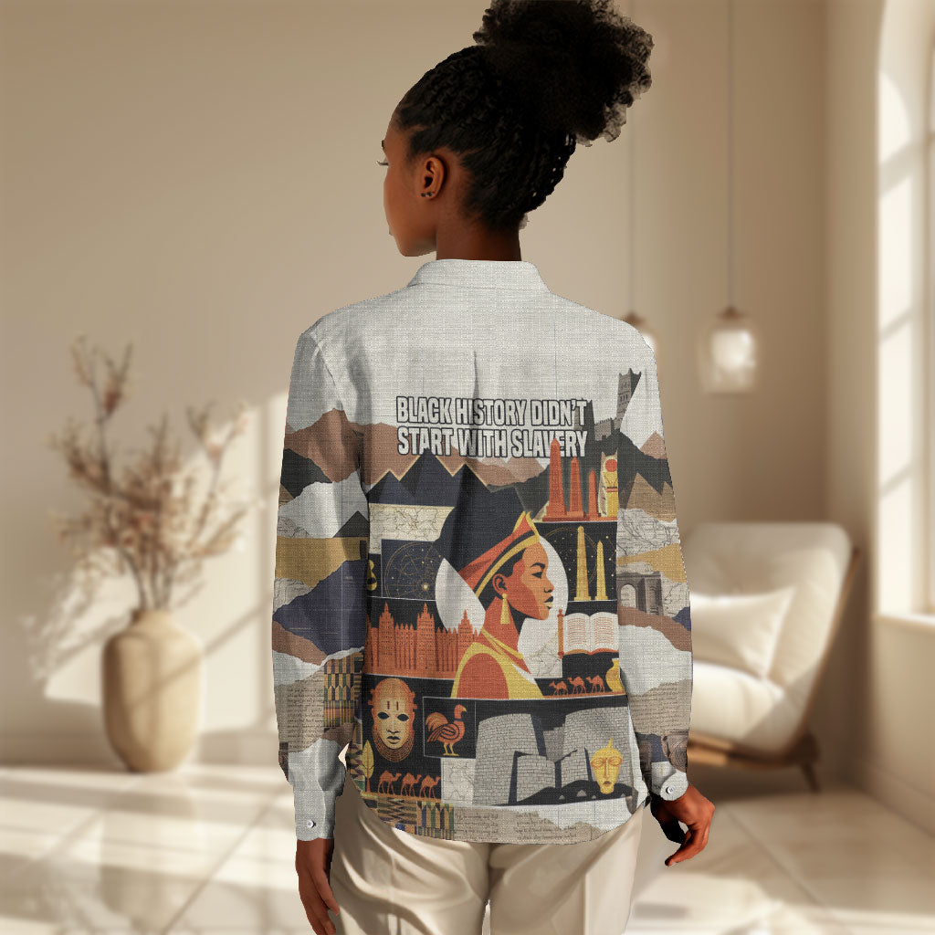 Black History Didn't Start With Slavery Women Casual Shirt African Heritage Ancient Egypt Civilizations