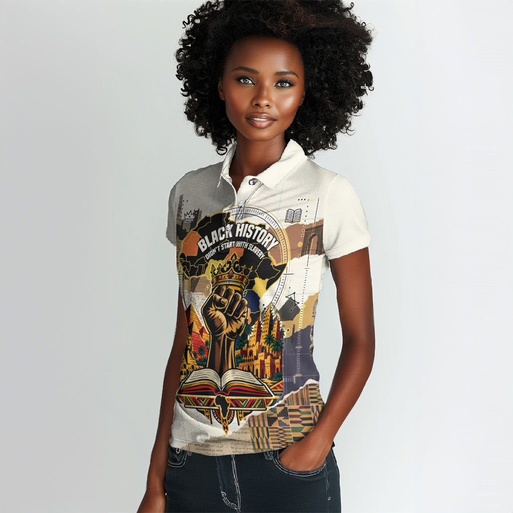 Black History Didn't Start With Slavery Women Polo Shirt African Heritage Ancient Egypt Civilizations