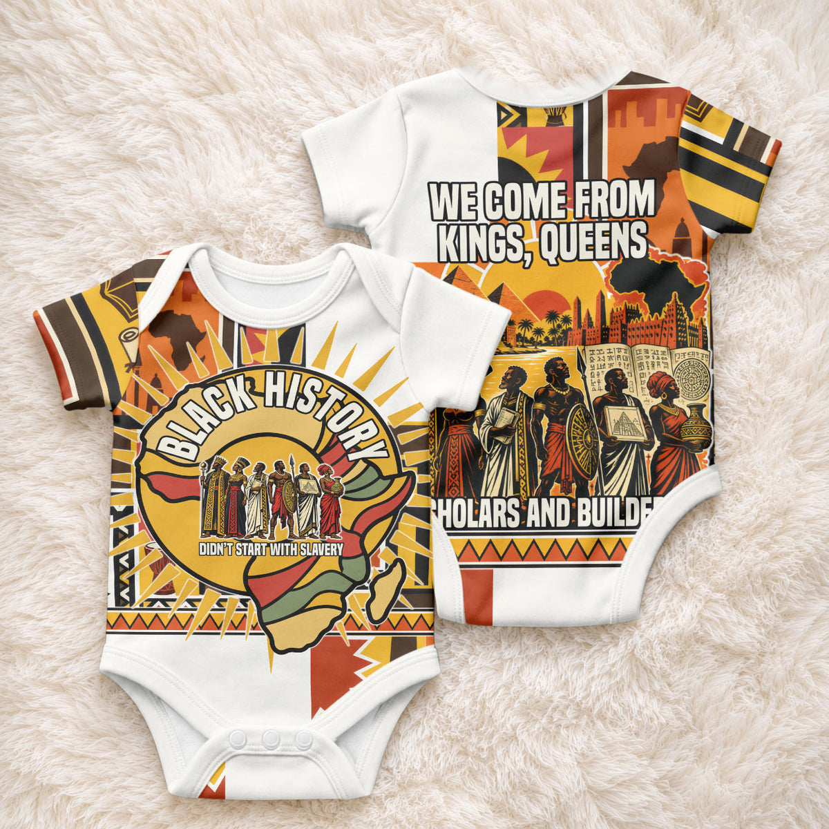 Black History Didn't Start With Slavery Baby Onesie Pan African Ancient Kings Queens