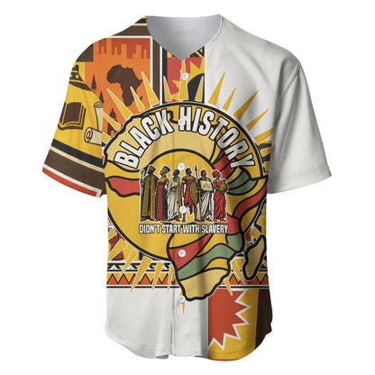 Black History Didn't Start With Slavery Baseball Jersey Pan African Ancient Kings Queens