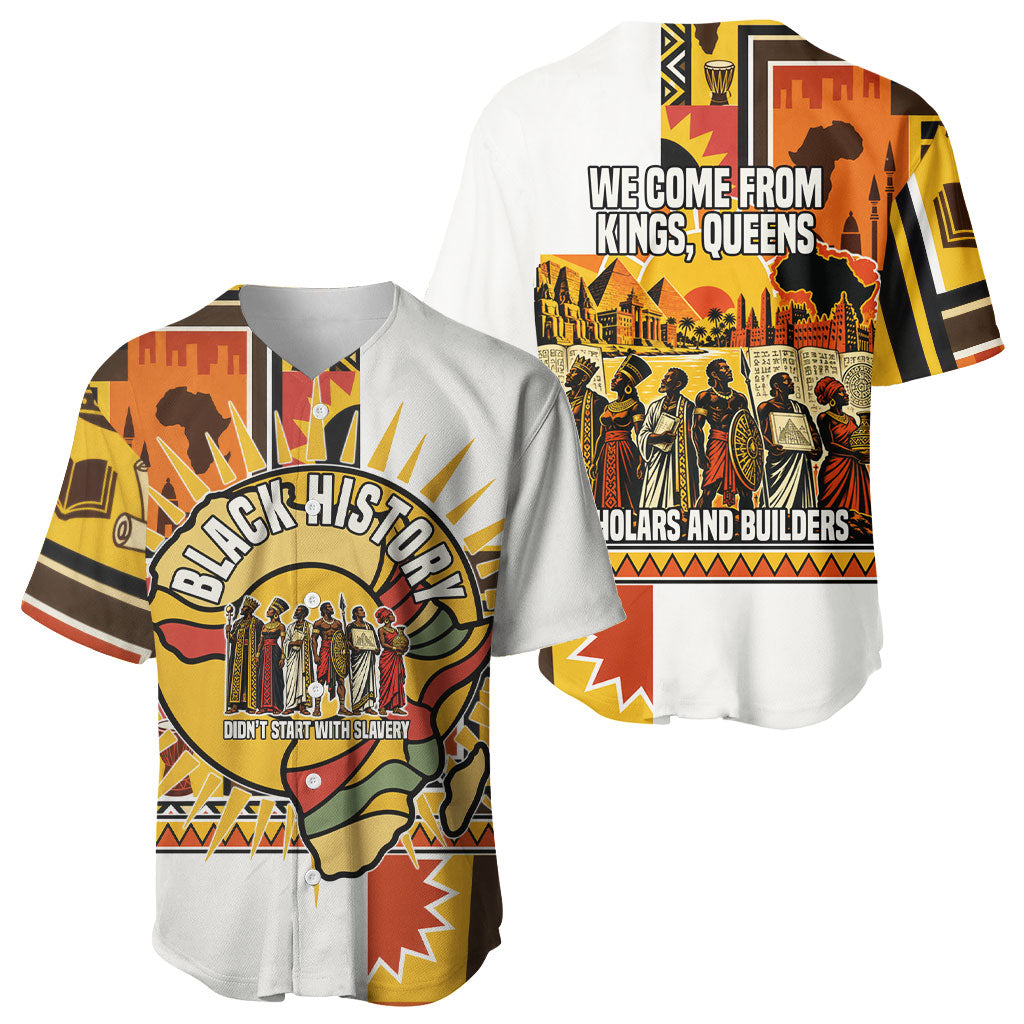 Black History Didn't Start With Slavery Baseball Jersey Pan African Ancient Kings Queens
