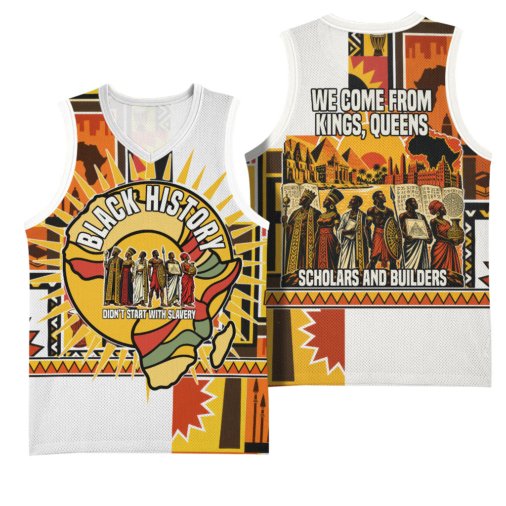 Black History Didn't Start With Slavery Basketball Jersey Pan African Ancient Kings Queens