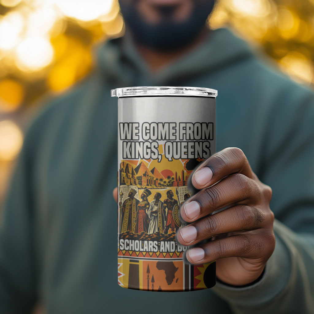 Black History Didn't Start With Slavery 4 in 1 Can Cooler Tumbler Pan African Ancient Kings Queens