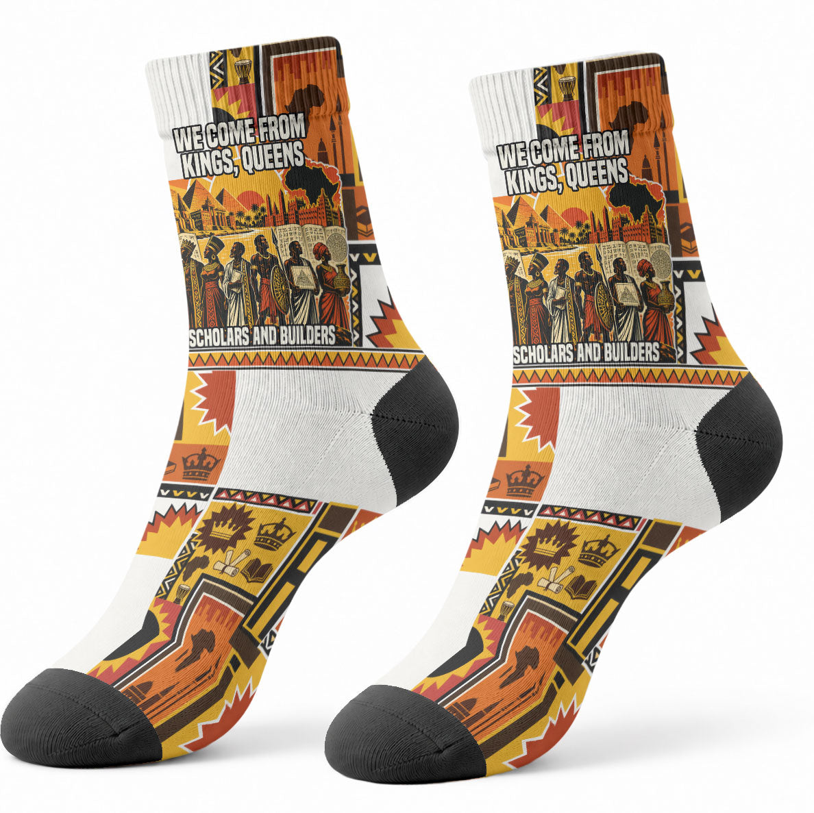 Black History Didn't Start With Slavery Crew Socks Pan African Ancient Kings Queens