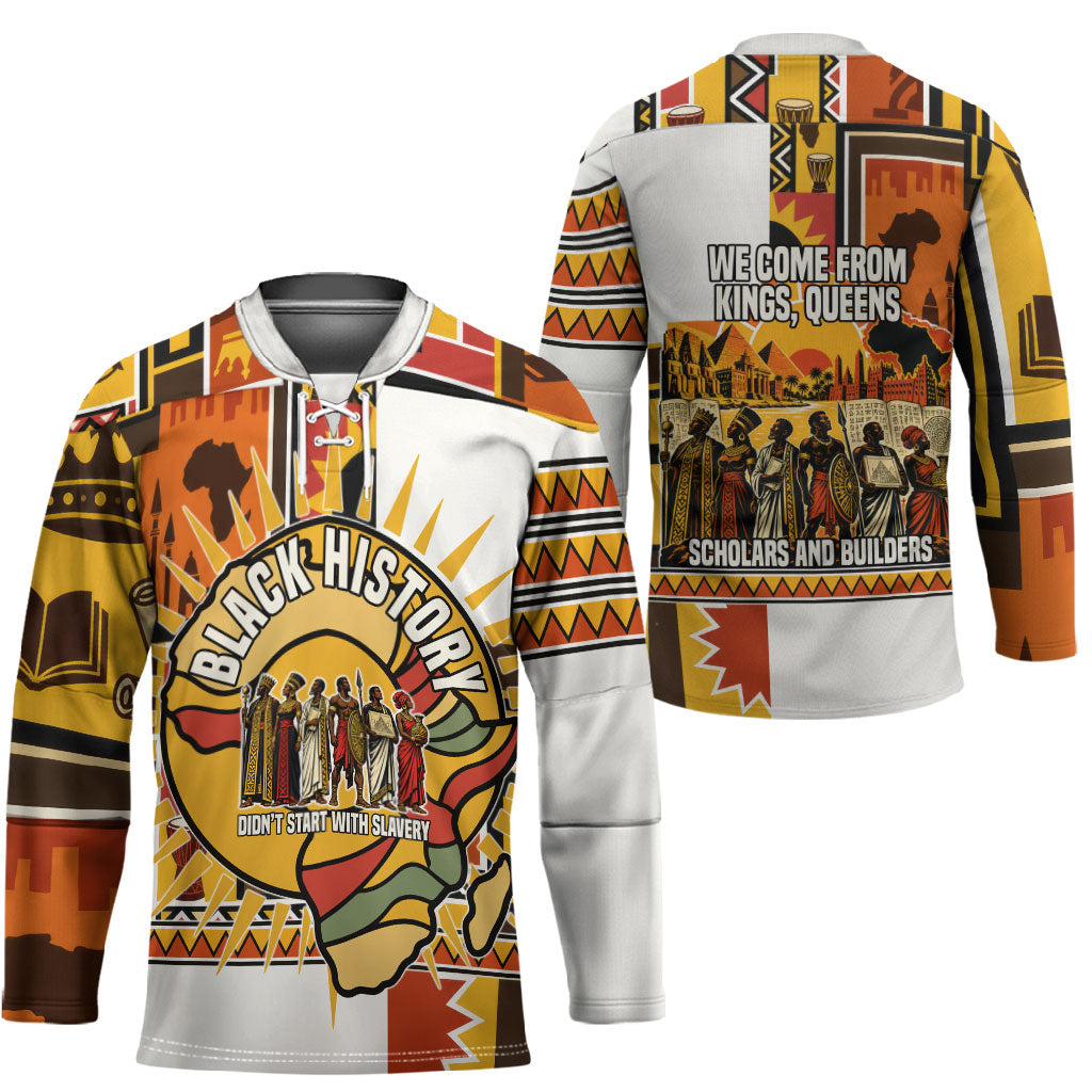 Black History Didn't Start With Slavery Hockey Jersey Pan African Ancient Kings Queens