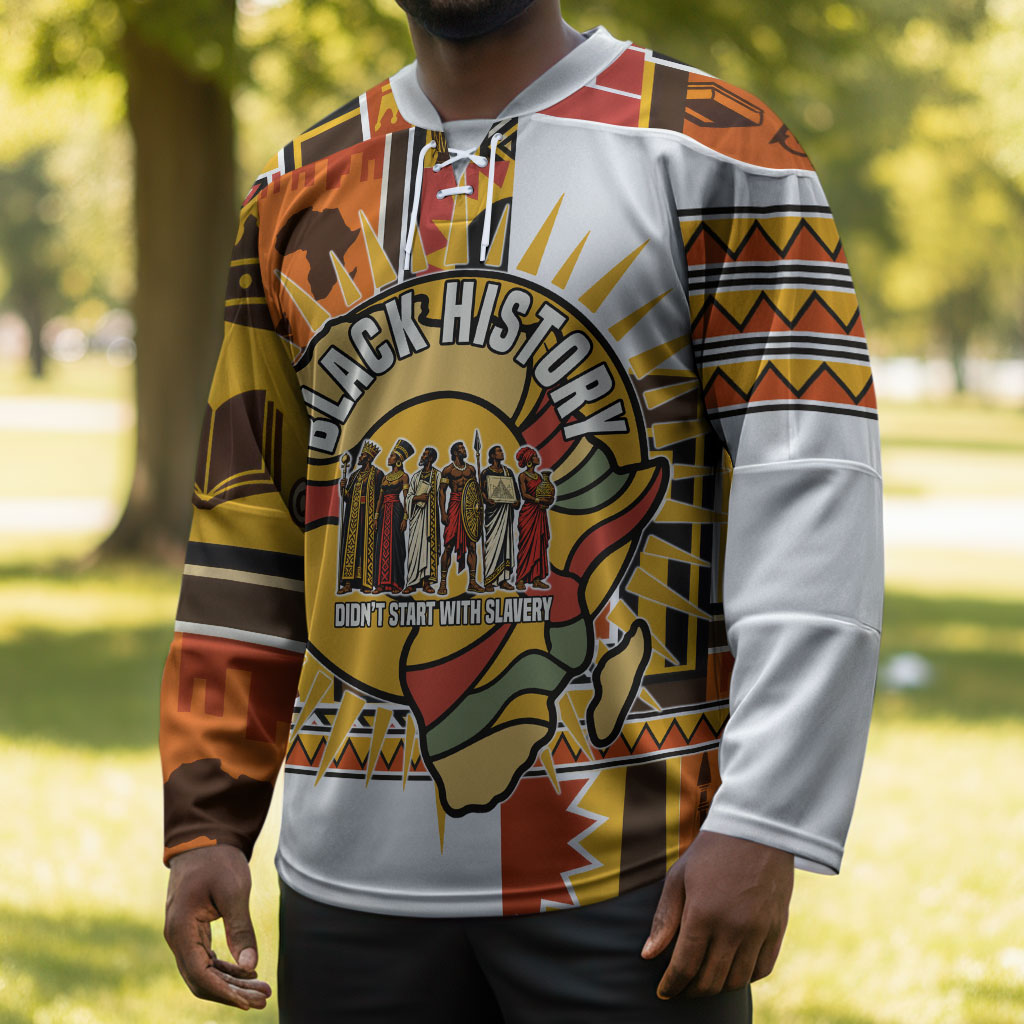 Black History Didn't Start With Slavery Hockey Jersey Pan African Ancient Kings Queens