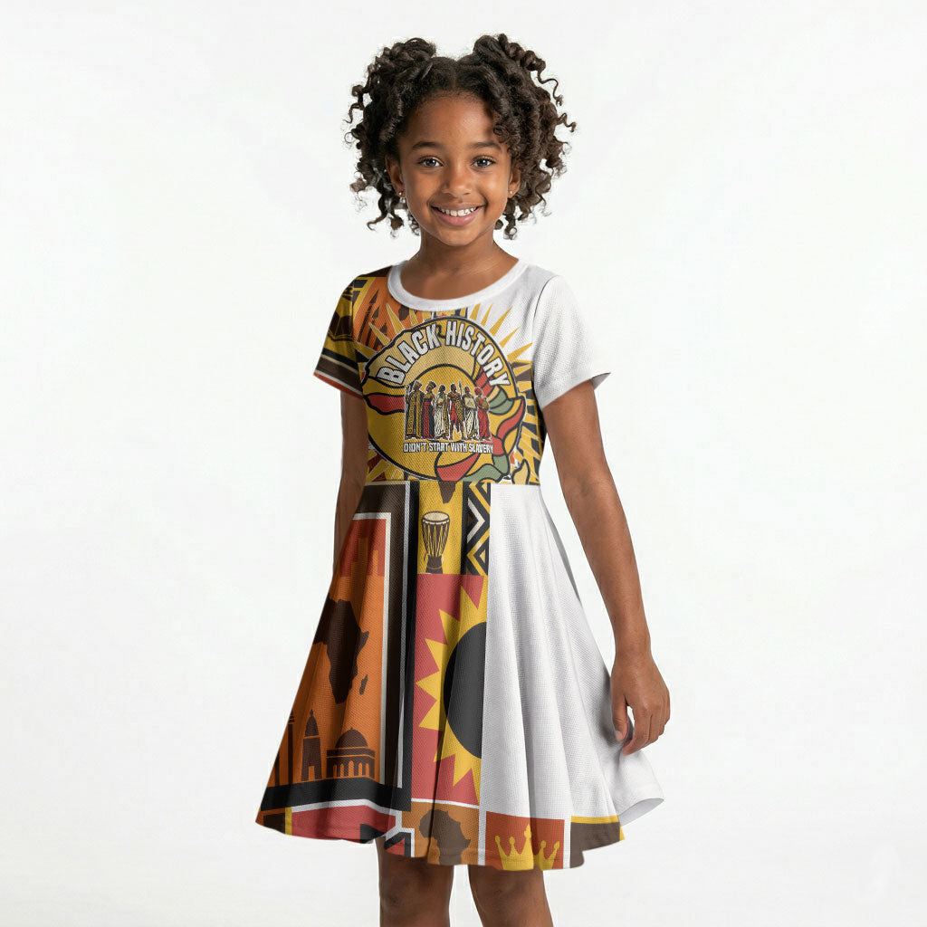 Black History Didn't Start With Slavery Kid Short Sleeve Dress Pan African Ancient Kings Queens