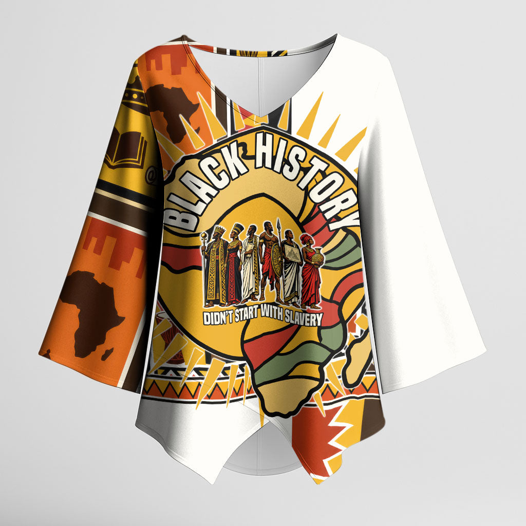 Black History Didn't Start With Slavery Kimono Sleeve Blouse Pan African Ancient Kings Queens