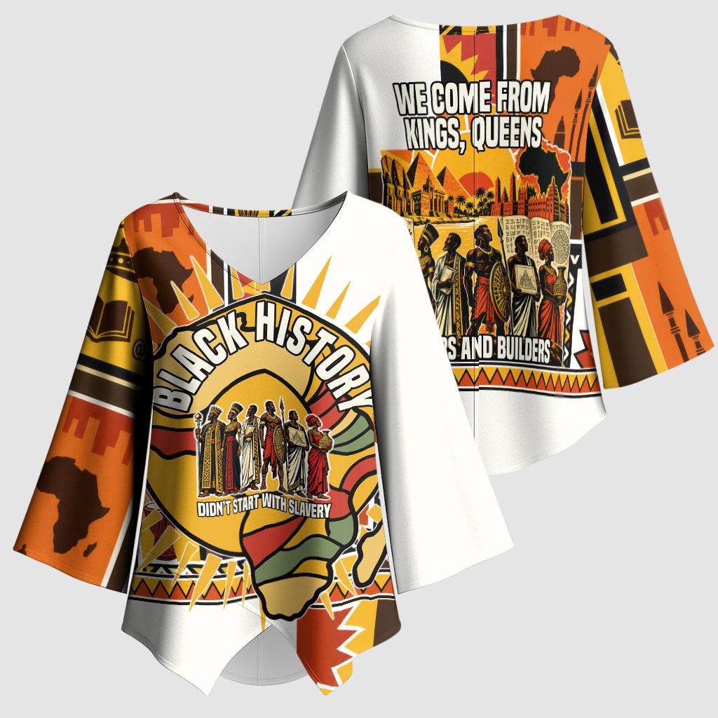 Black History Didn't Start With Slavery Kimono Sleeve Blouse Pan African Ancient Kings Queens