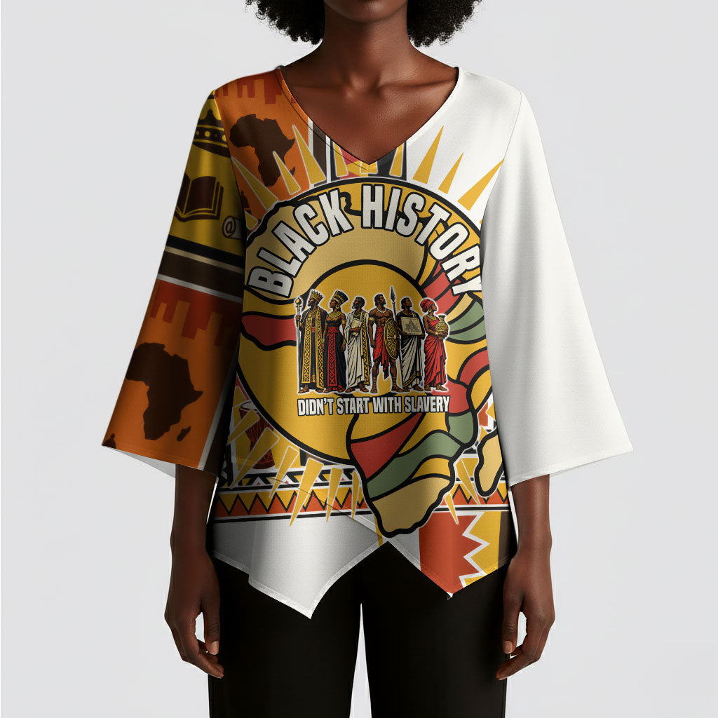 Black History Didn't Start With Slavery Kimono Sleeve Blouse Pan African Ancient Kings Queens