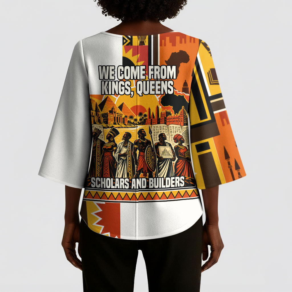 Black History Didn't Start With Slavery Kimono Sleeve Blouse Pan African Ancient Kings Queens
