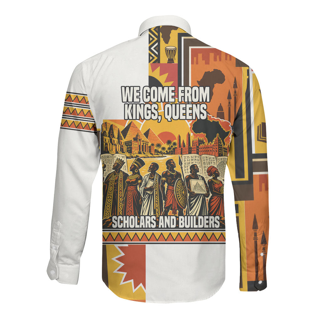 Black History Didn't Start With Slavery Long Sleeve Button Shirt Pan African Ancient Kings Queens