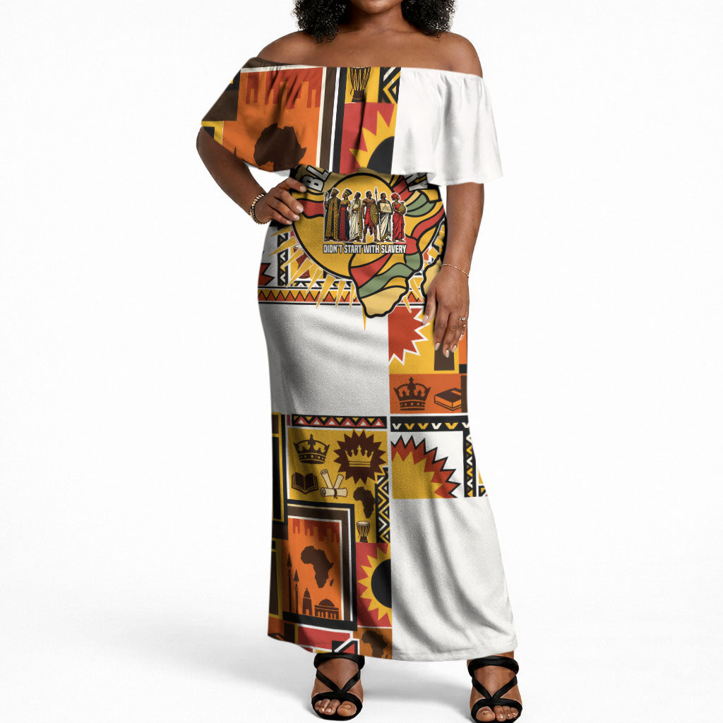 Black History Didn't Start With Slavery Off Shoulder Maxi Dress Pan African Ancient Kings Queens