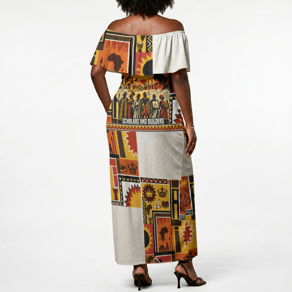 Black History Didn't Start With Slavery Off Shoulder Maxi Dress Pan African Ancient Kings Queens