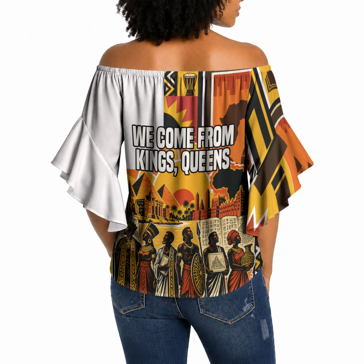 Black History Didn't Start With Slavery Off Shoulder Wrap Waist Top Pan African Ancient Kings Queens
