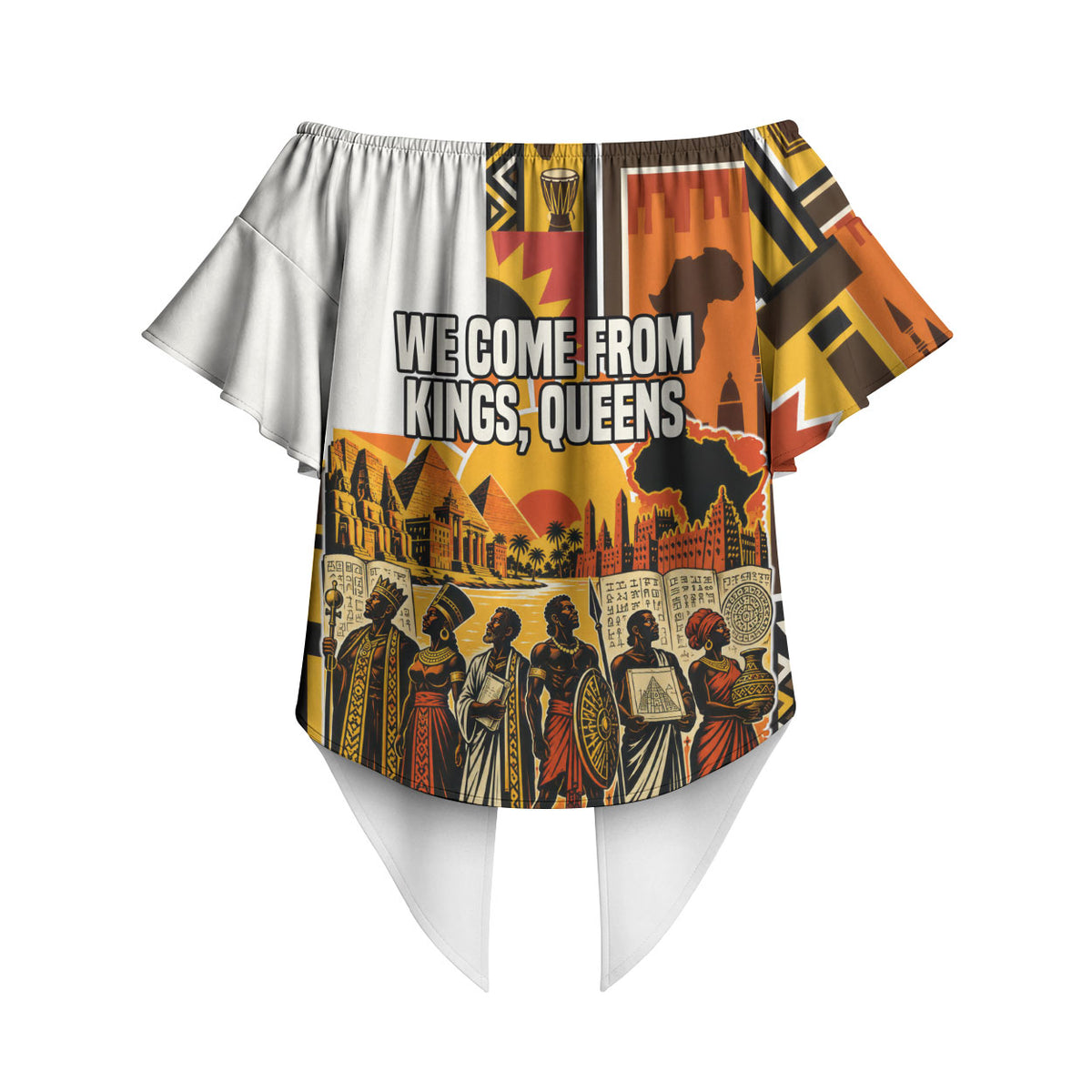 Black History Didn't Start With Slavery Off Shoulder Wrap Waist Top Pan African Ancient Kings Queens