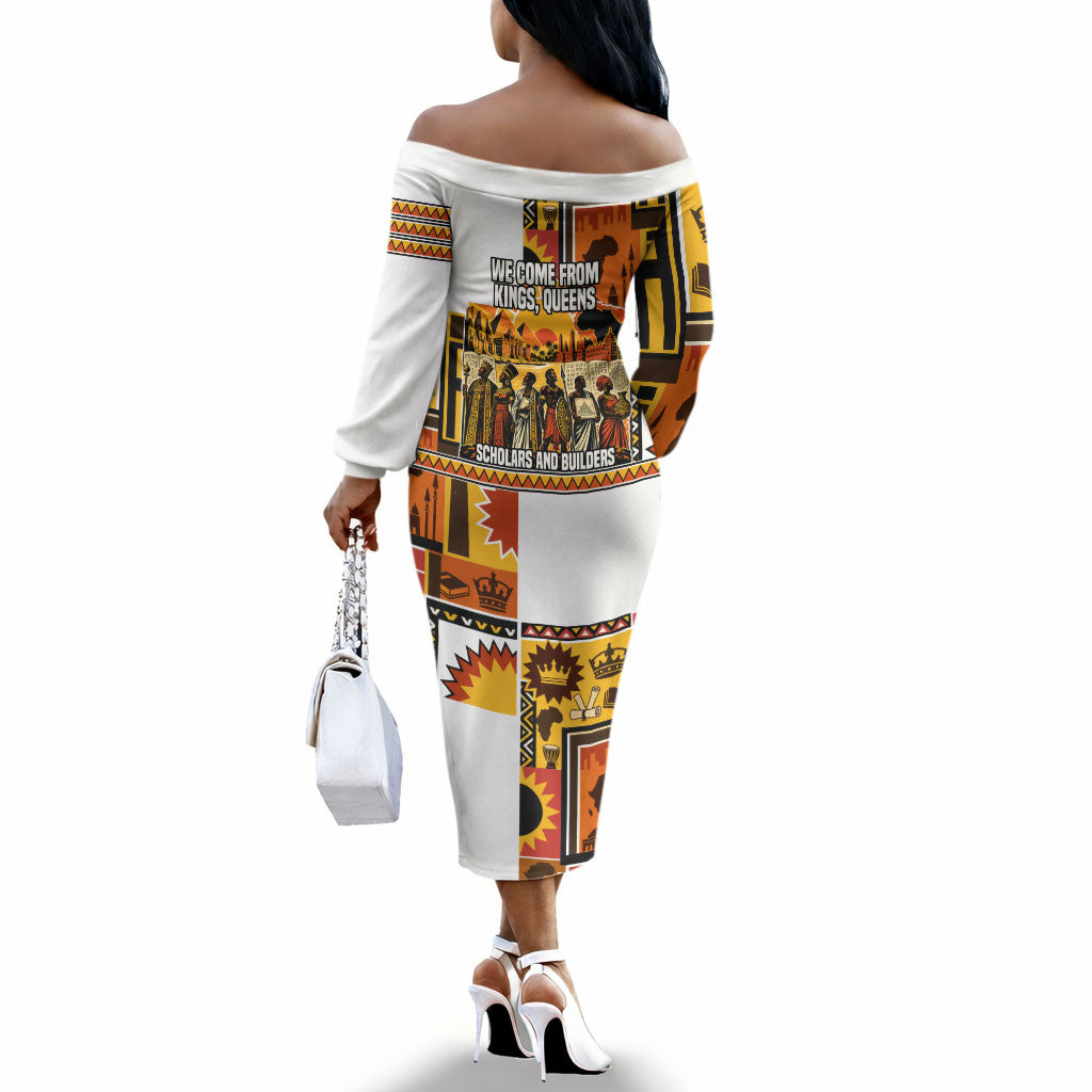 Black History Didn't Start With Slavery Off The Shoulder Long Sleeve Dress Pan African Ancient Kings Queens