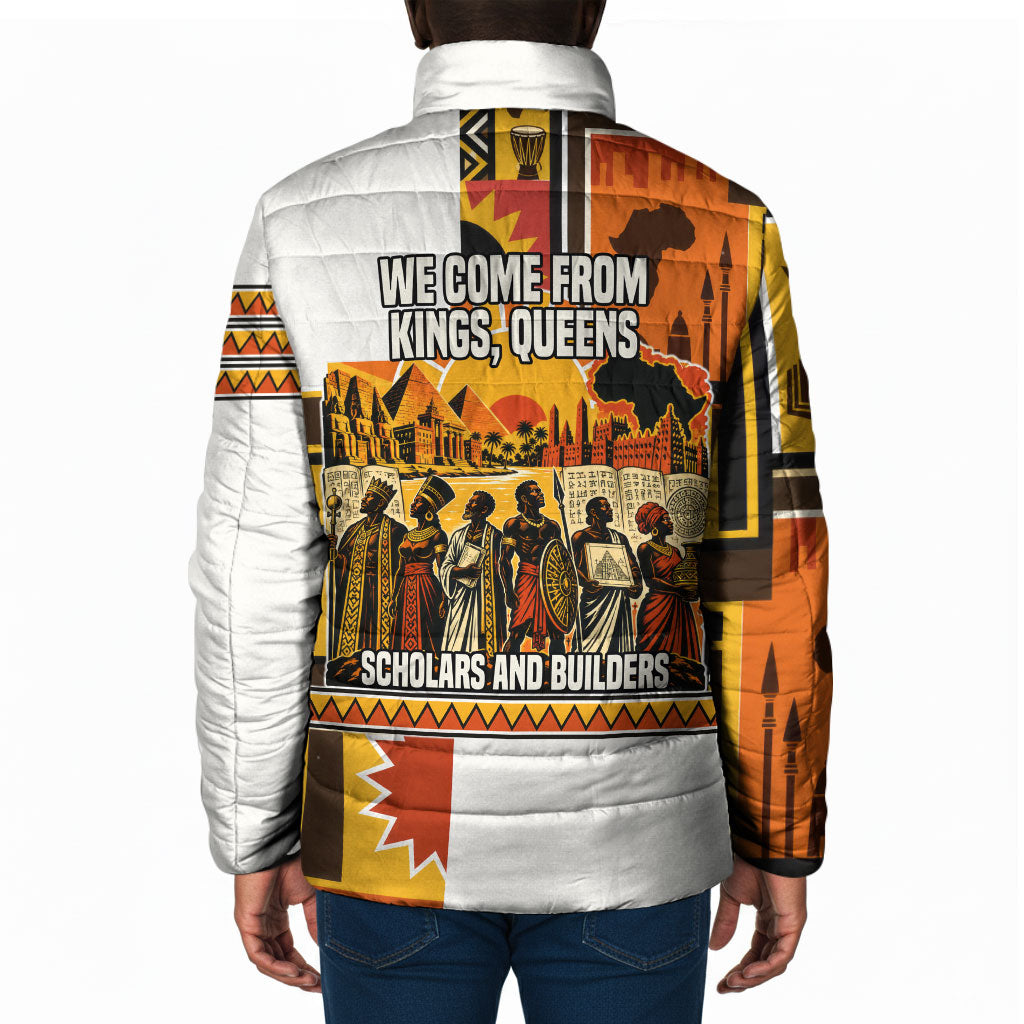 Black History Didn't Start With Slavery Padded Jacket Pan African Ancient Kings Queens