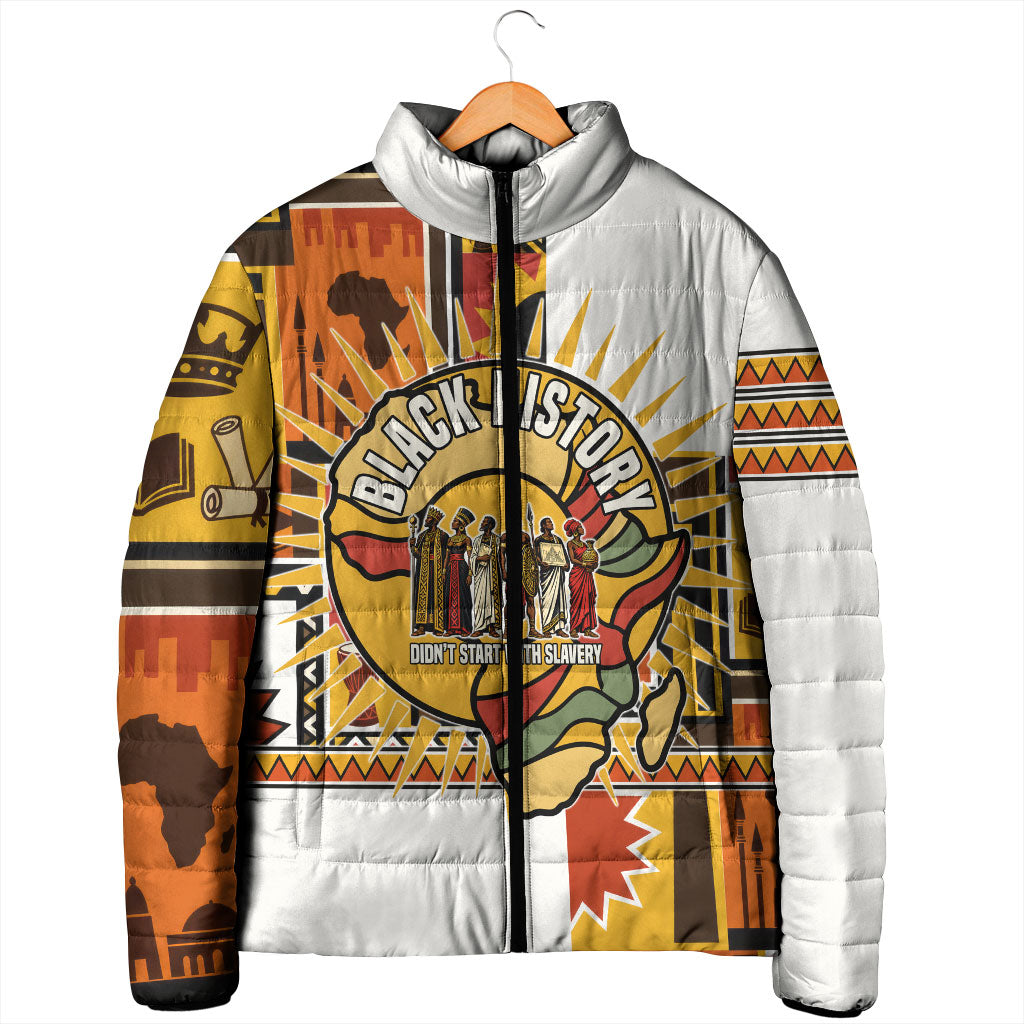 Black History Didn't Start With Slavery Padded Jacket Pan African Ancient Kings Queens