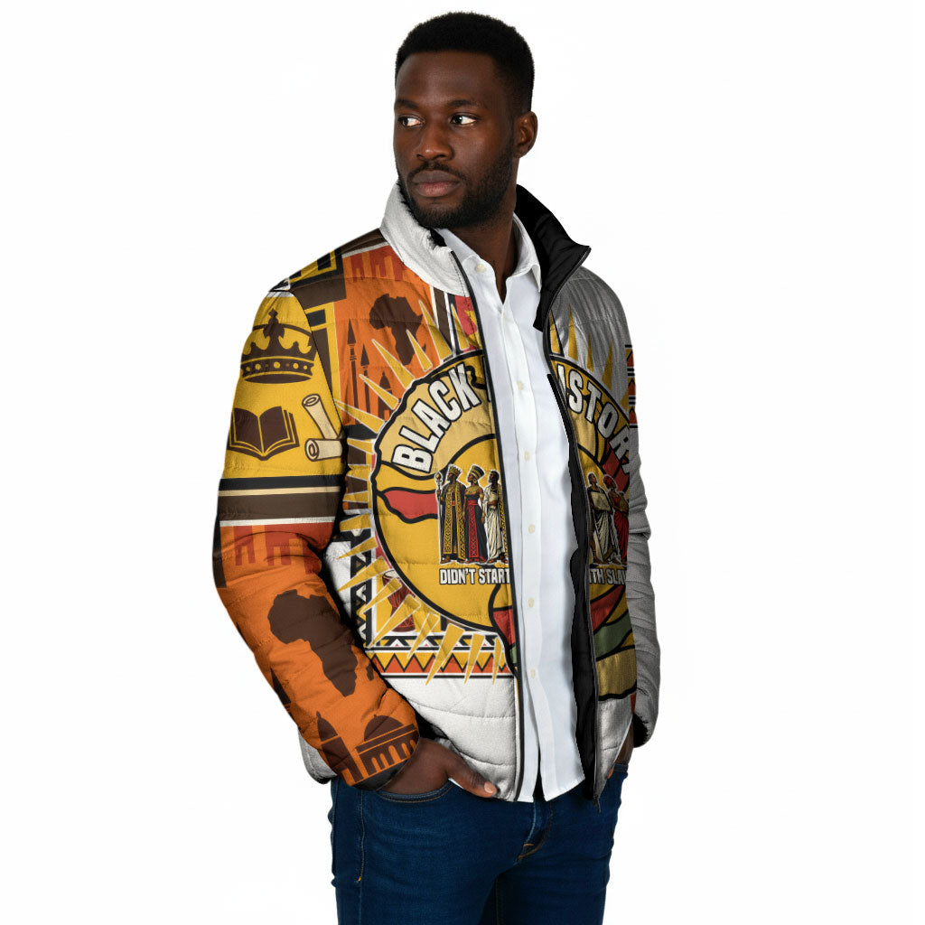 Black History Didn't Start With Slavery Padded Jacket Pan African Ancient Kings Queens