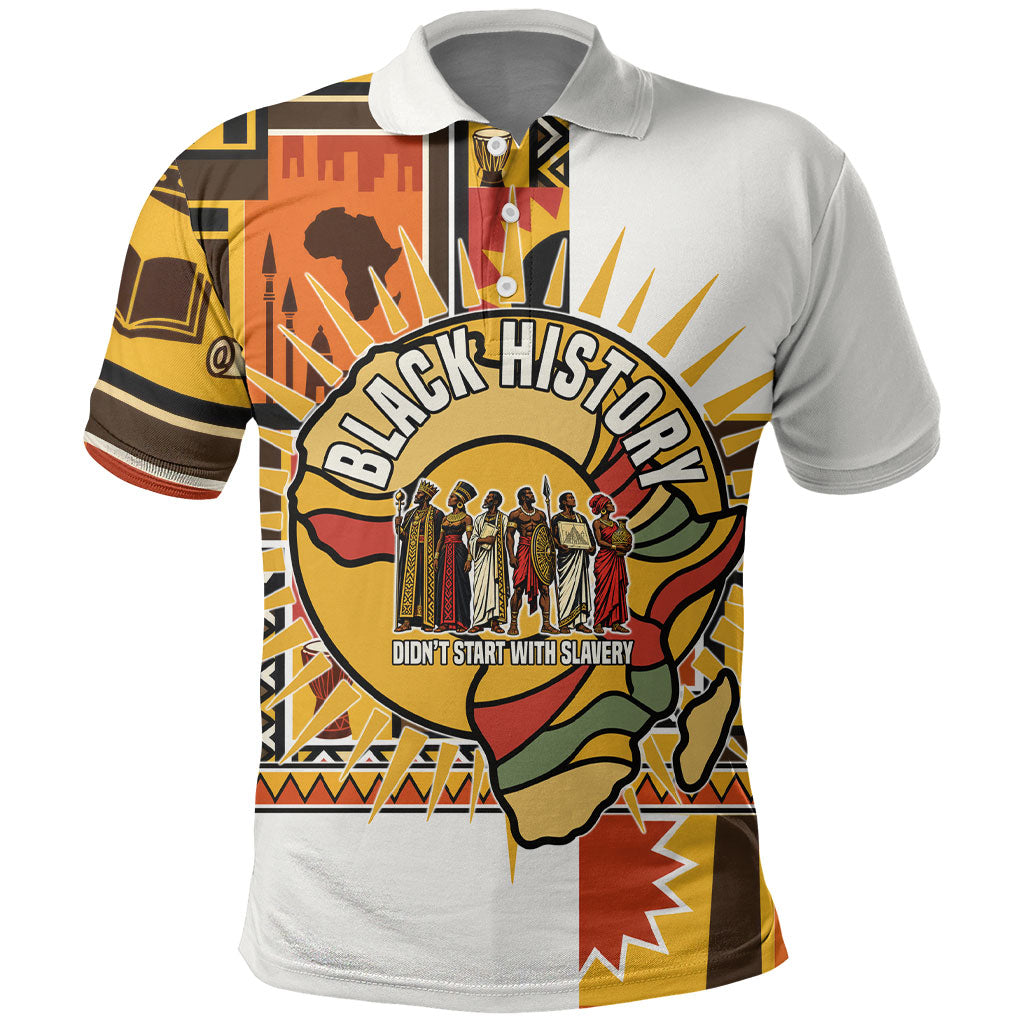 Black History Didn't Start With Slavery Polo Shirt Pan African Ancient Kings Queens