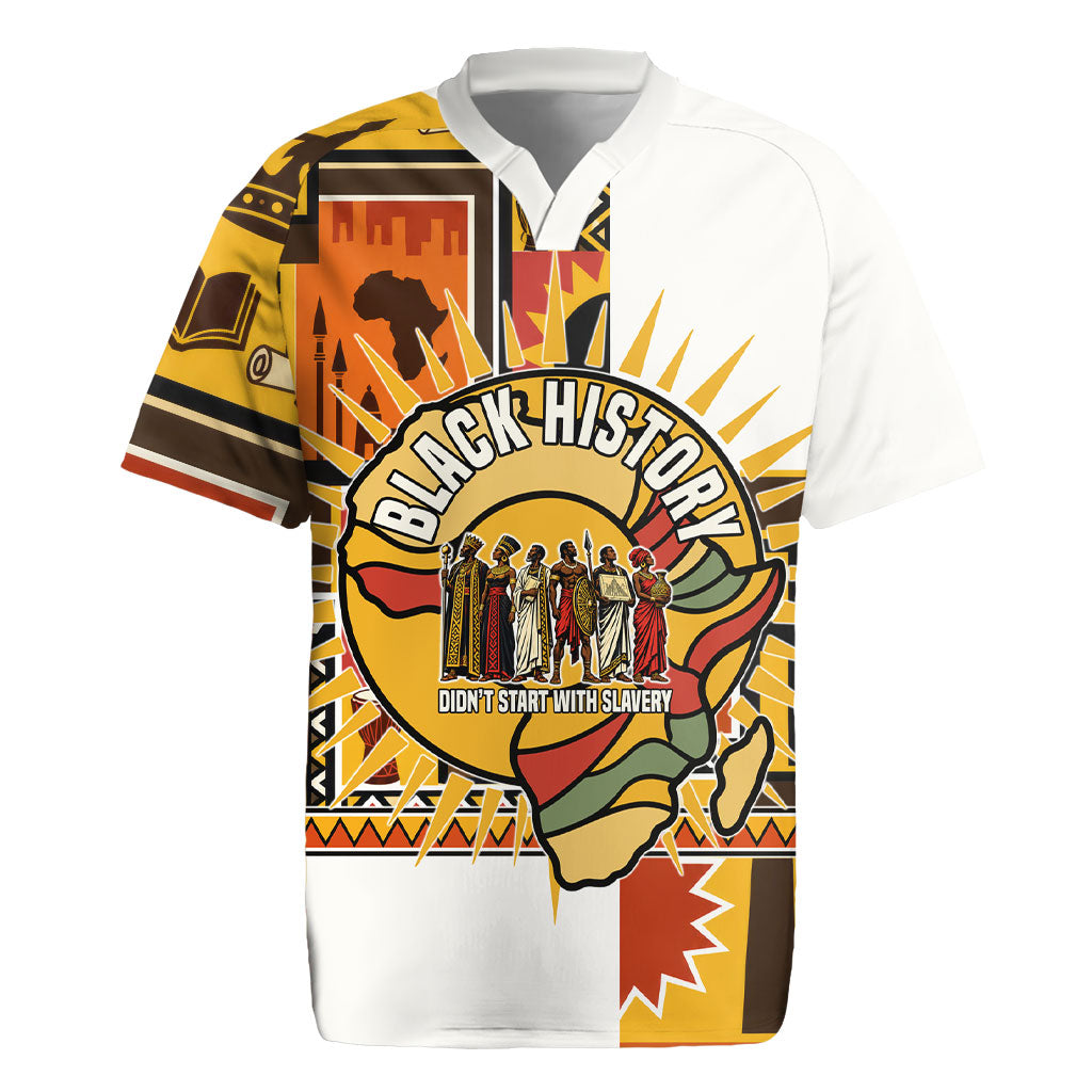 Black History Didn't Start With Slavery Rugby Jersey Pan African Ancient Kings Queens