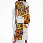 Black History Didn't Start With Slavery Short Sleeve Bodycon Dress Pan African Ancient Kings Queens