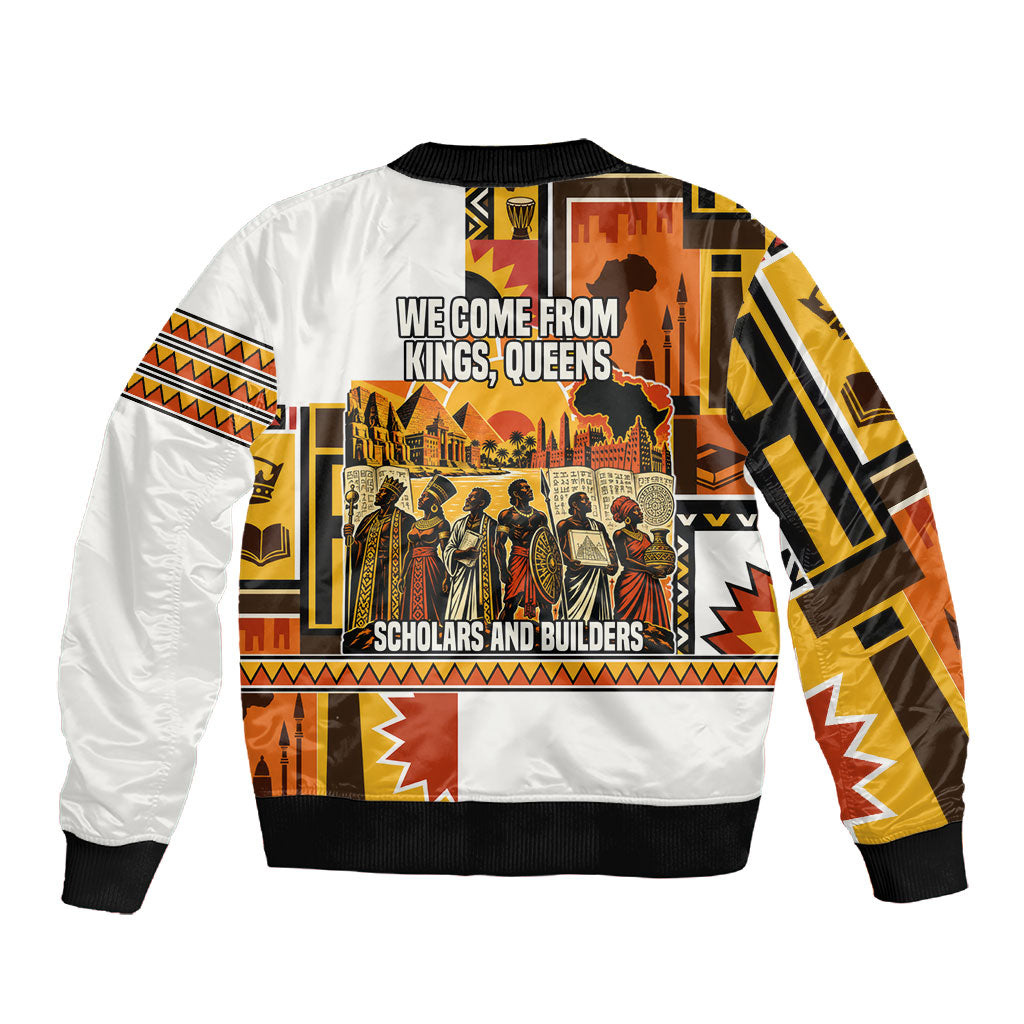 Black History Didn't Start With Slavery Sleeve Zip Bomber Jacket Pan African Ancient Kings Queens