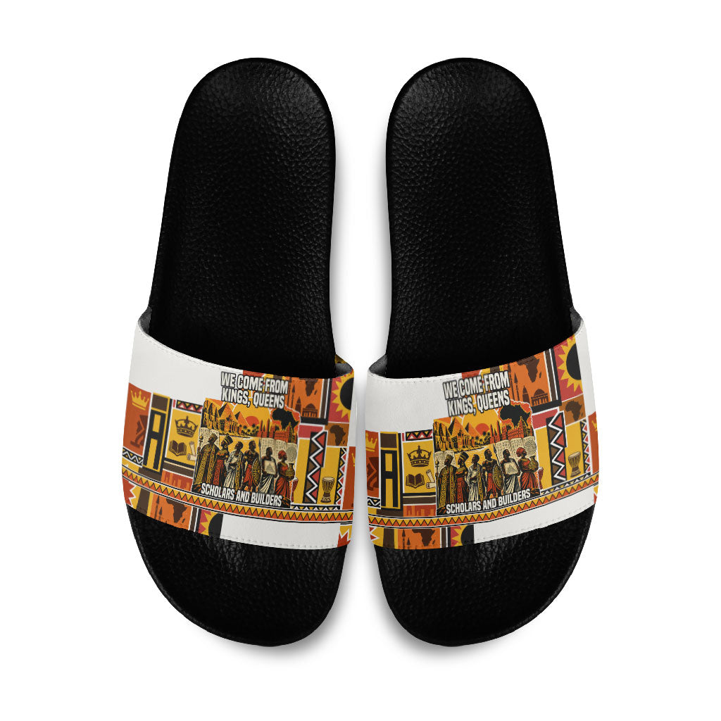 Black History Didn't Start With Slavery Slide Sandals Pan African Ancient Kings Queens