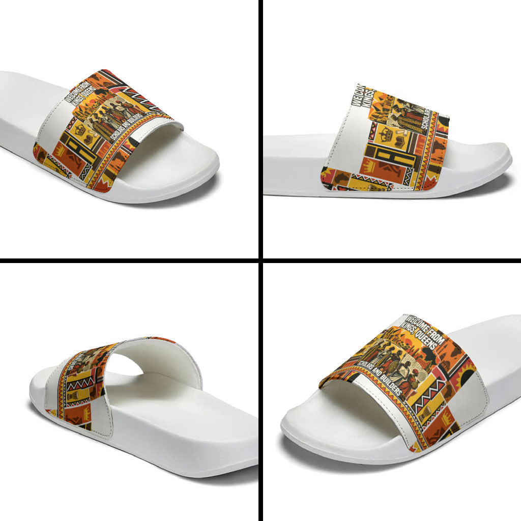 Black History Didn't Start With Slavery Slide Sandals Pan African Ancient Kings Queens