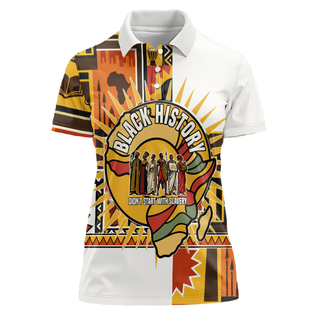 Black History Didn't Start With Slavery Women Polo Shirt Pan African Ancient Kings Queens