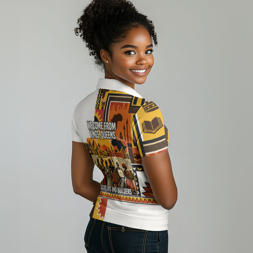 Black History Didn't Start With Slavery Women Polo Shirt Pan African Ancient Kings Queens